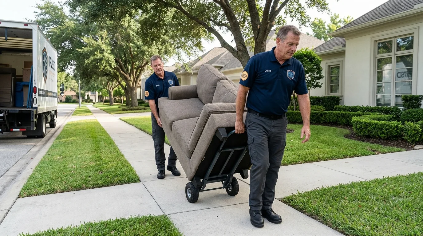 Local residential moving crew loading furniture in Jericho, NY